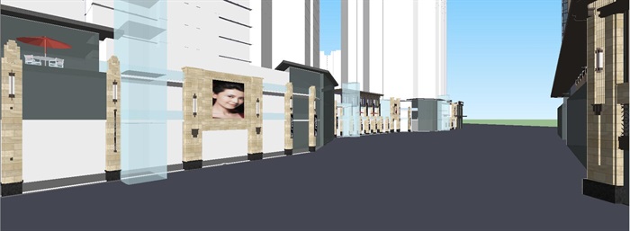 Art-deco风格小区沿街商业建筑设计方案SU模型(9)