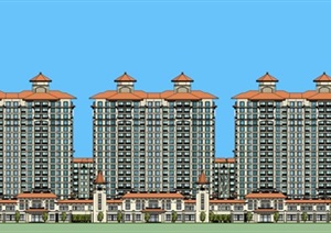 地中海风格巴彦淖尔住宅小区建筑设计方案SU(草图大师)模型