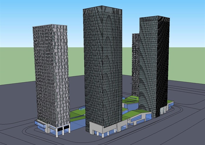 保利超高层办公楼建筑设计方案SU模型(2)