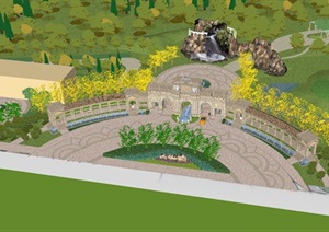 长春龙湖山岛2个新古典风格入口大门+高尔夫练习场建筑设计方案SU(草图大师)模型