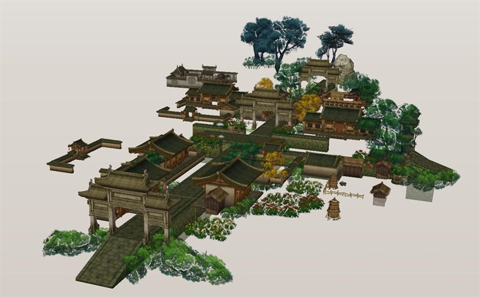 牡丹瞻园与洛阳城2个游戏场景SU模型(4)