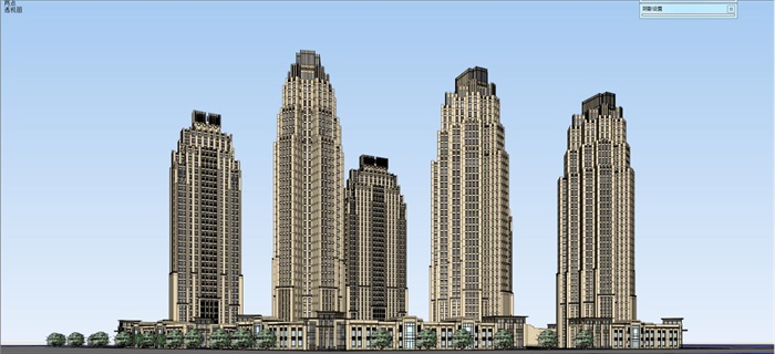 新古典风格高层小区+沿街商业建筑设计方案SU模型(7)