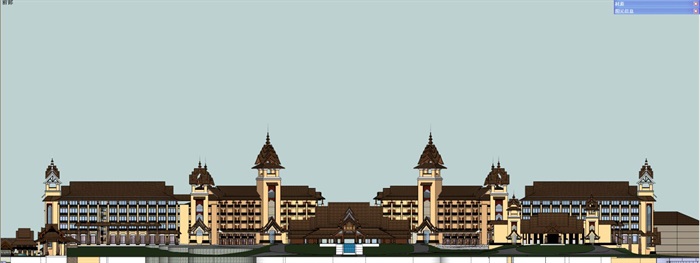 东南亚风格嘎洒酒店建筑设计方案SU模型(11)
