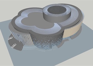 圆形堆积造型剧院建筑设计方案SU(草图大师)模型