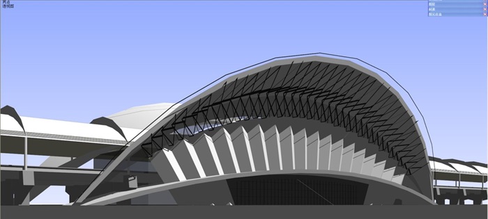 2个苏州火车北站建筑设计方案SU模型（附CAD平，立与剖面）(9)