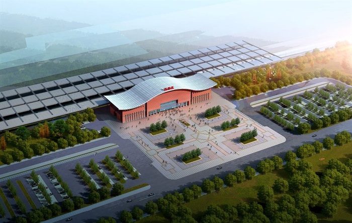 长寿涪陵火车站建筑设计方案SU模型（附JPG方案文本+CAD平立剖）(1)
