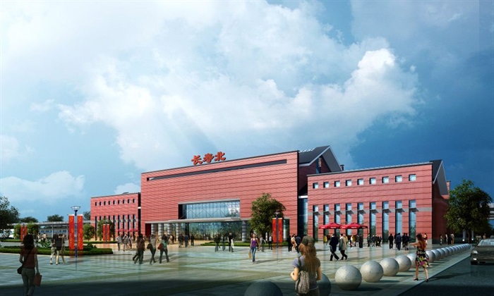 长寿涪陵火车站建筑设计方案SU模型（附JPG方案文本+CAD平立剖）(4)