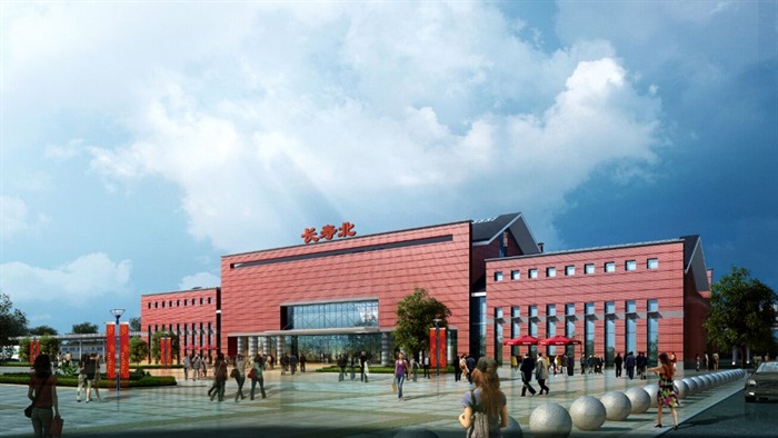 长寿涪陵火车站建筑设计方案SU模型（附JPG方案文本+CAD平立剖）(7)