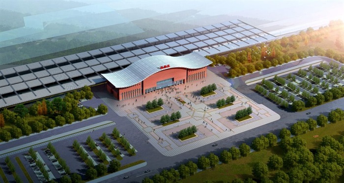 长寿涪陵火车站建筑设计方案SU模型（附JPG方案文本+CAD平立剖）(8)