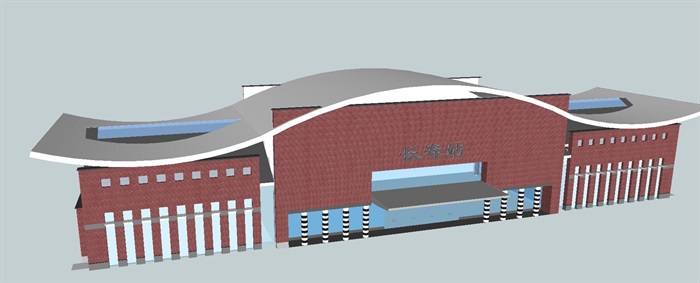 长寿涪陵火车站建筑设计方案SU模型（附JPG方案文本+CAD平立剖）(16)