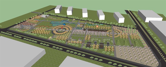新浦开发区南广场景观设计方案SU模型(1)