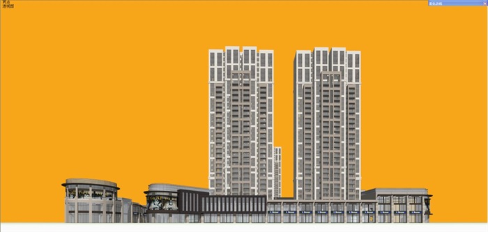 新古典风格宜宾商业+住宅综合项目建筑设计方案SU模型(11)