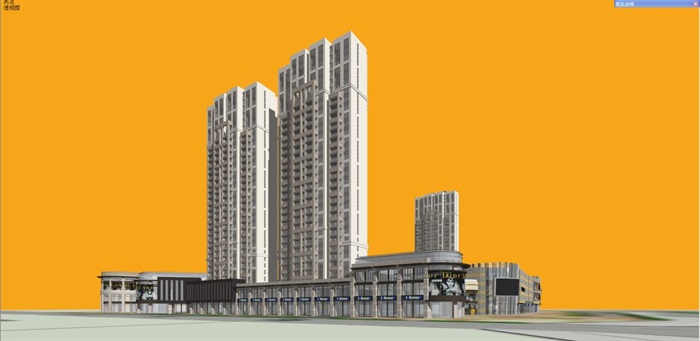新古典风格宜宾商业+住宅综合项目建筑设计方案SU模型(12)