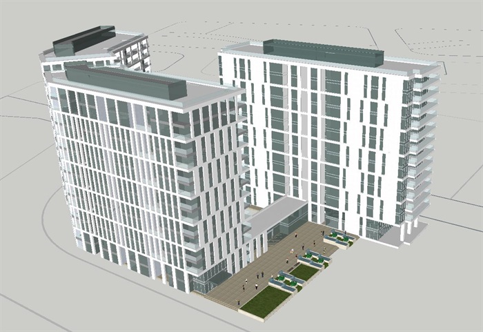 杨浦区创智公寓式办公+酒店项目建筑设计方案SU模型（附CAD单体平立剖+PDF方案文本）(5)