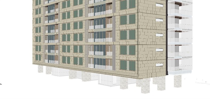 杨浦区创智公寓式办公+酒店项目建筑设计方案SU模型（附CAD单体平立剖+PDF方案文本）(16)