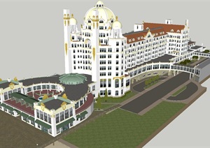 法式布兰尼姆大酒店建筑设计方案SU(草图大师)模型