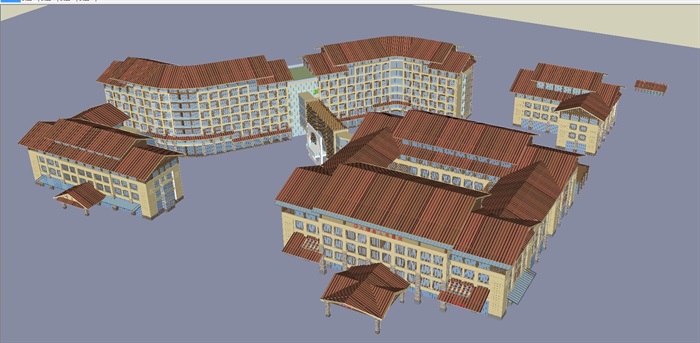 东南亚风格大埔县人民医院建筑设计方案SU模型(1)