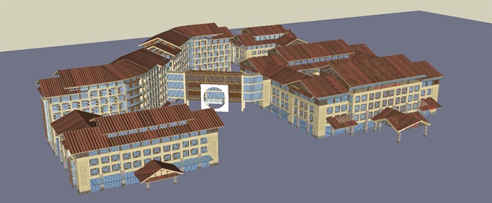 东南亚风格大埔县人民医院建筑设计方案SU模型(2)