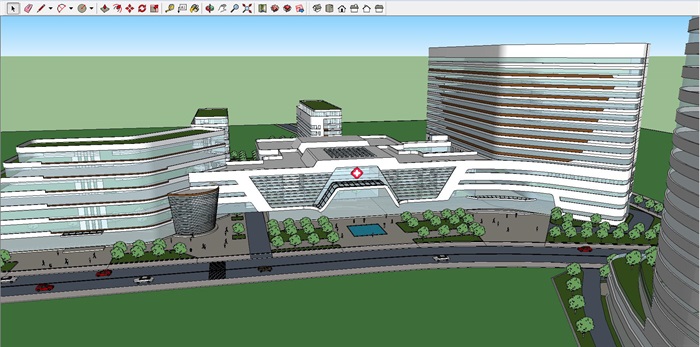 达州医院建筑设计方案SU模型(5)