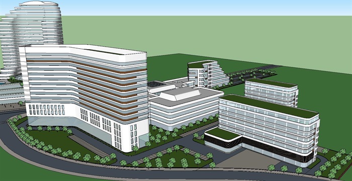 达州医院建筑设计方案SU模型(6)