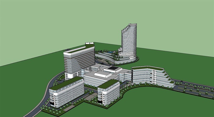 达州医院建筑设计方案SU模型(8)