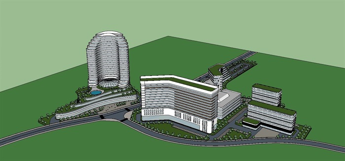 达州医院建筑设计方案SU模型(9)