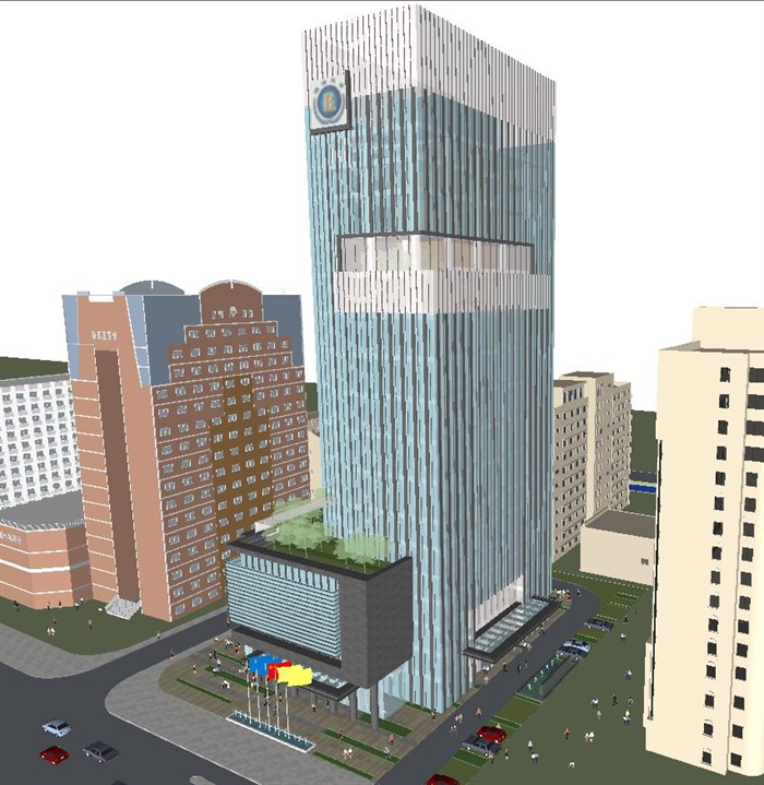 2个福州银行办公大厦建筑设计方案SU模型(4)
