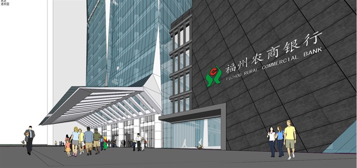 2个福州银行办公大厦建筑设计方案SU模型(5)