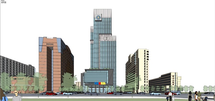 2个福州银行办公大厦建筑设计方案SU模型(8)