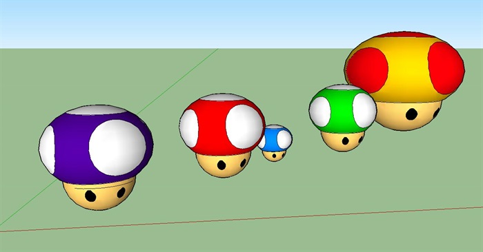 8个儿童乐园蘑菇雕塑SU模型(8)