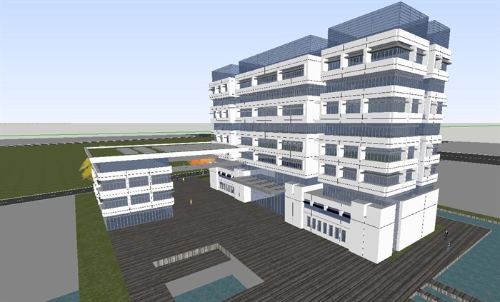 高等院校行政办公楼建筑设计方案SU模型(1)