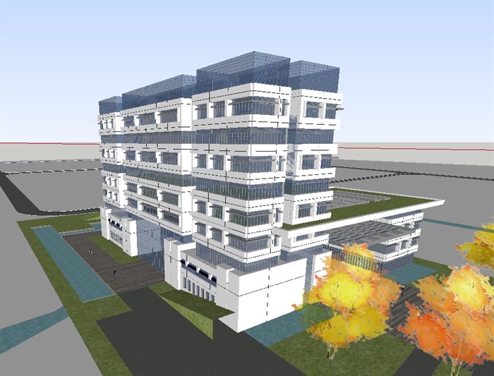 高等院校行政办公楼建筑设计方案SU模型(6)