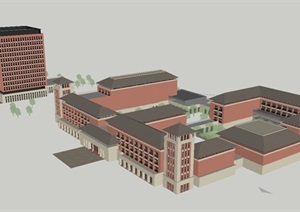 简欧风格国际学校建筑设计方案SU(草图大师)模型