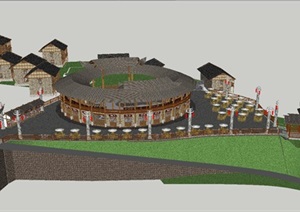 土家族民俗活动中心建筑设计方案SU(草图大师)模型