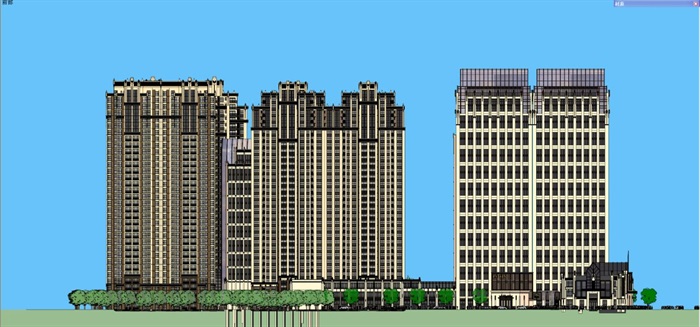 郑王村新古典风格住宅+商业建筑设计方案SU模型(10)