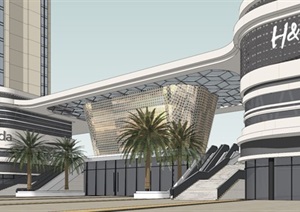 3个现代风格中骏商贸中心建筑设计方案SU(草图大师)模型