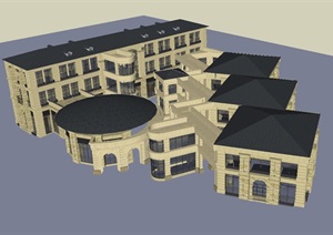 新古典风格幼儿园建筑设计方案SU(草图大师)模型