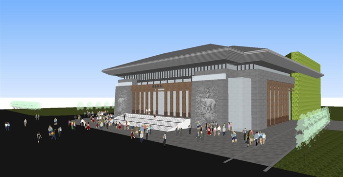 2个新中式张掖剧场建筑设计方案SU模型(5)