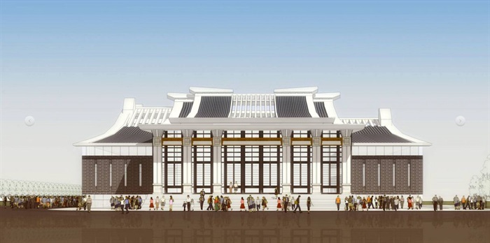 2个新中式张掖剧场建筑设计方案SU模型(11)