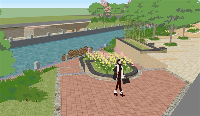 3个滨河生态公园景观设计方案SU模型(2)