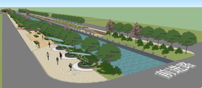 3个滨河生态公园景观设计方案SU模型(13)