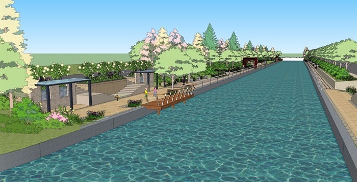 3个滨河生态公园景观设计方案SU模型(14)
