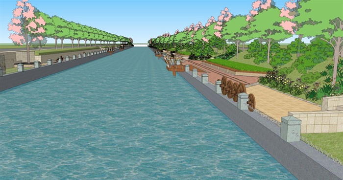 3个滨河生态公园景观设计方案SU模型(15)