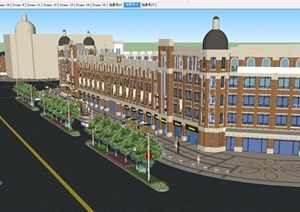 欧式一八四团文化中心+社区街道立面改造建筑设计方案SU(草图大师)模型