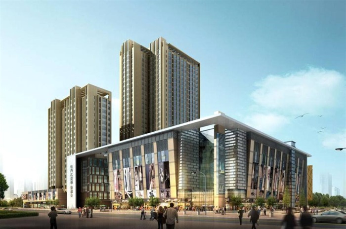 牡丹江景福新都会住宅+商业综合体建筑设计方案SU模型（附CAD平面图与PPT方案文本）(1)