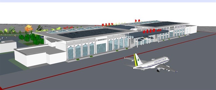 梅县小型机场建筑设计方案SU模型(5)