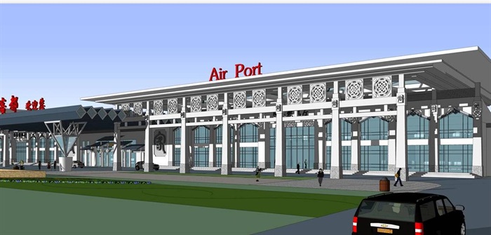 梅县小型机场建筑设计方案SU模型(10)