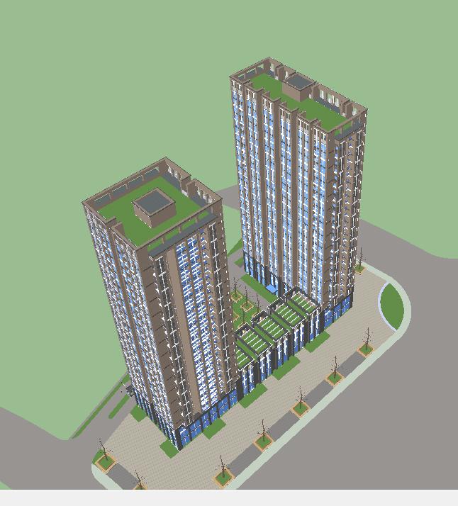 现代风格商住公寓建筑设计方案SU模型(8)