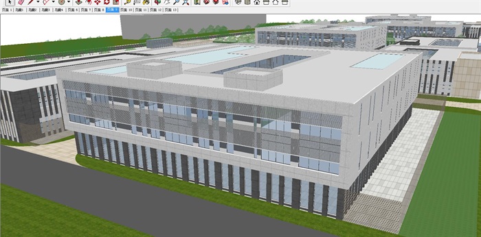 现代风格工业园建筑规划设计方案SU模型(2)