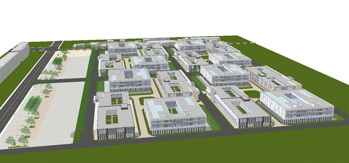 现代风格工业园建筑规划设计方案SU模型(8)